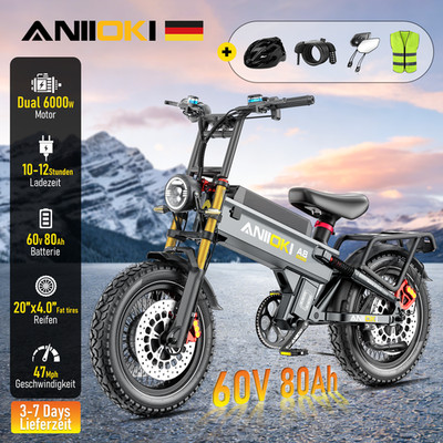 20'' Aniioki Doppelmotoren Elektrofahrrad Mountainbike Fatbike  80AH A8 Pro Max