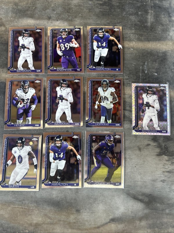 2025 Topps Chrome Football Baltimore Ravens 10 Card Lot Refractor Rookie Base