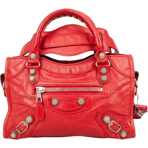Balenciaga Red Leather Mini City Handbag Bag