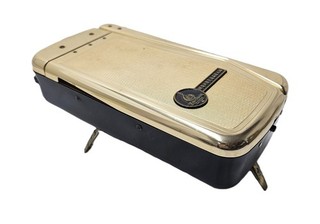 Emerson Wondergram Vintage Retro Record Player w Leather Case & Instruction Book