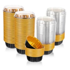 100 Pack 8 oz Disposable Ramekins with Lids C...