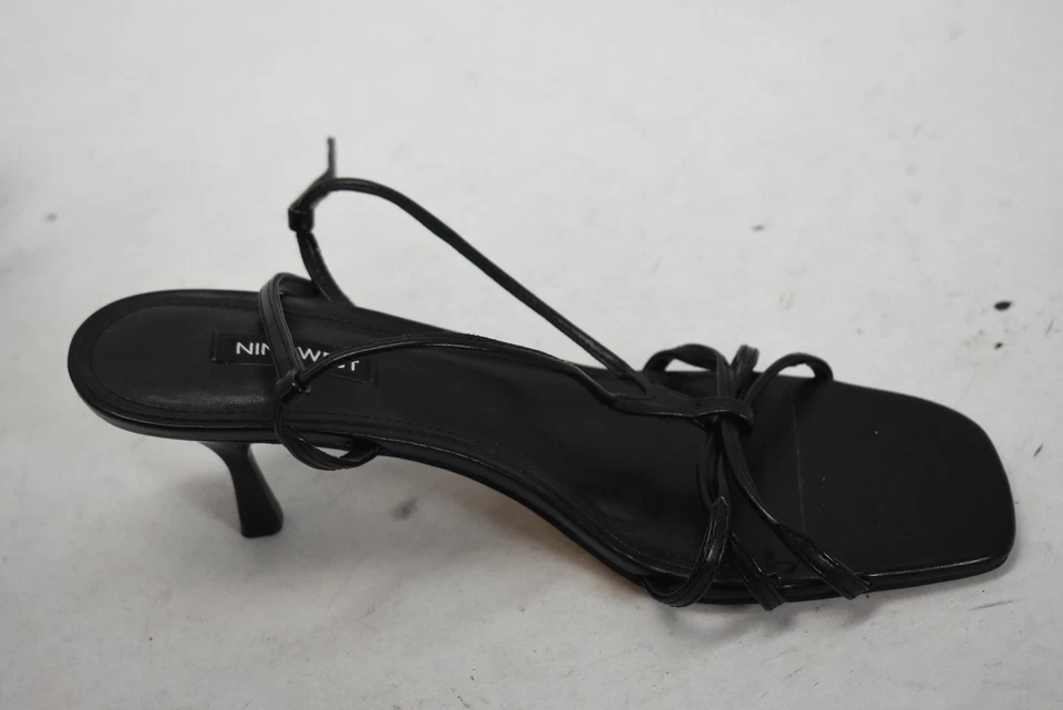 Nine West Shoes Womens Size 8 Black Strappy Slingback Heeled Sandals Square Toe - Image 3 of 4