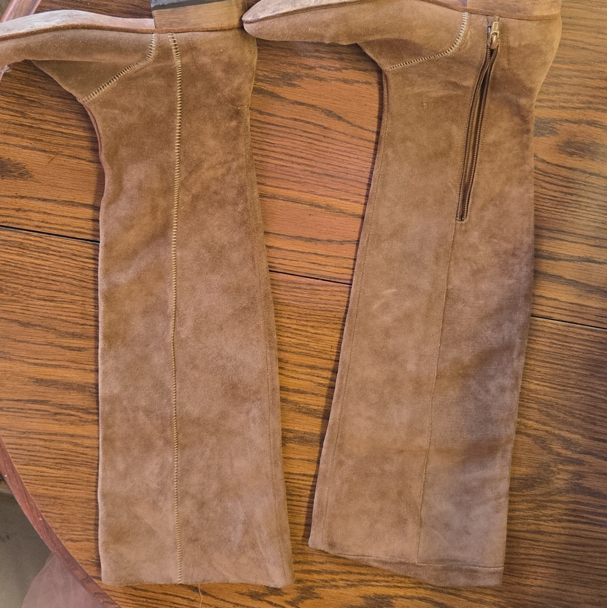 Free People Brown Suede Over The Knee Riding Boots Zip Almond Toe US 9