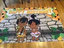 Czarne kamyki i bamki tło fotograficzne baner urodzinowy dzieci materiały imprezowe, 5 stóp x 3 stopy