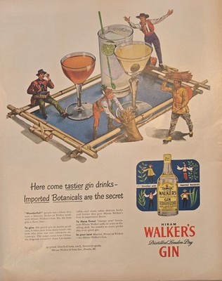Hiram Walkers Distilled London Dry Gin Imported Botanicals 1947 Vintage Print Ad