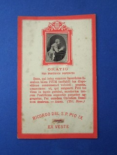 Santino Reliquia Reliquiario Ex Indumentis Papa Pio IX Bologna