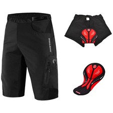 New Black Men's Cycling Baggy Padded Shorts MTB Mountain Bike Ride Pants M-3XL