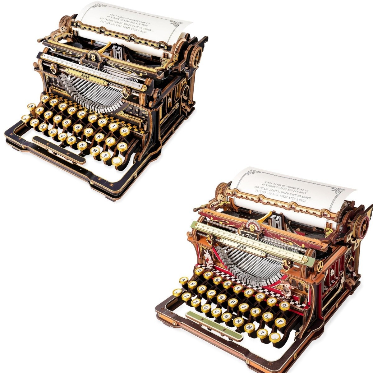 ROKR 3D Wooden Puzzles for Adults Typewriter Model Kits to Build DIY Teens Gifts