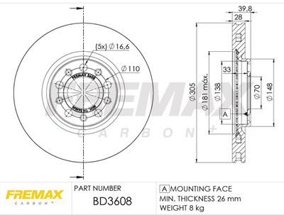 FREMAX BD-3608 Brake Disc for ALFA ROMEO,FIAT,JEEP