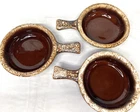 Hull USA Salsa Dip Bowls Drip Glaze Pottery Vintage Oven Proof Set Of 3