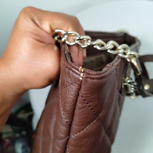Womens Tote Purse Medium Brown Quilted Leather by Charming Charlie - Picture 22 of 22