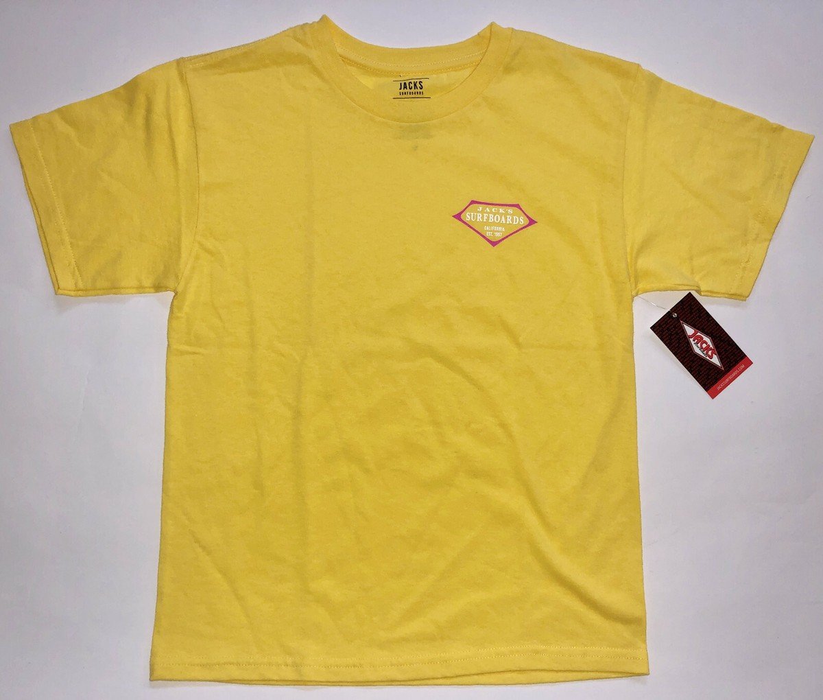 JACK'S SURFBOARDS Girl's Yellow Large T-Shirt Short Sleeve 100