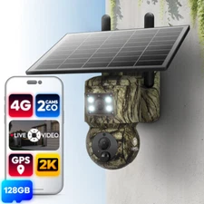 4G Security Camera 2K Solar Dual 360 view GPS tracker Outdoor Trail Battery 128G