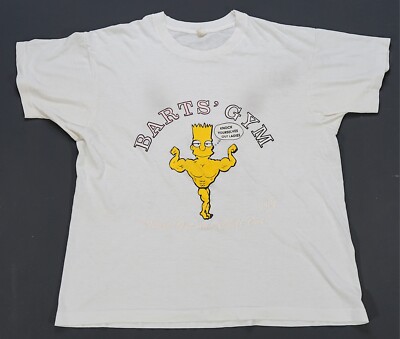 Rare Vintage Barts  Gym Knock Yourselves Out Ladies T Shirt 90s Simpsons White