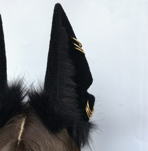 Anubis Wolf Cat Dog Ears Black Hairhoop Headwear for Cosplay Costume Accessories - Picture 5 of 9