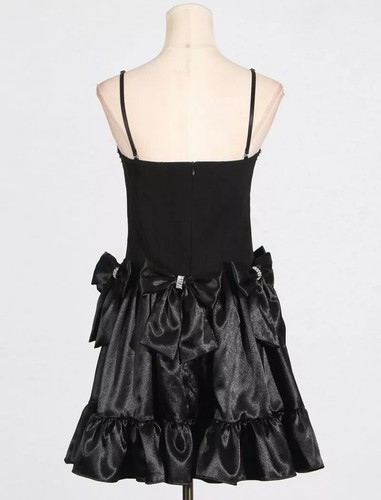 Vestido Elegante Mini Dress Negro Corto Raso 28652 - Imagen 4 de 8