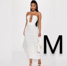 🆕Fashion Nova White No Rings Attached Maxi Dress~Size M