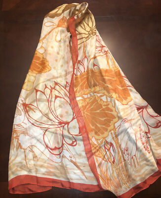 Lee Geon Maan Pelican Floral Sheer Silk Scarf