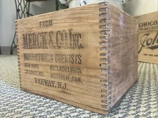 Vintage Wood Crate Merck Chemists New York Philadelphia St Louis Montreal ￼Box