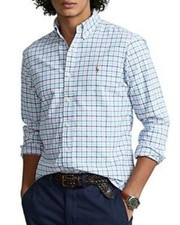 POLO RALPH LAUREN Classic Fit Oxford Shirt Blue/Green/New Rose Multi SM