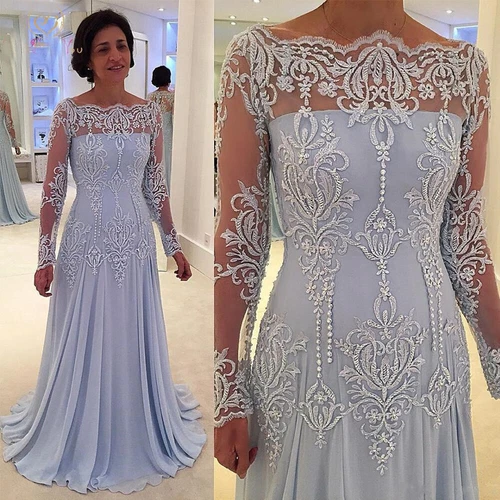 Plus Size Mother Of The Bride Dresses A Line Lace Appliques Bead Long Prom Gowns - Picture 1 of 11