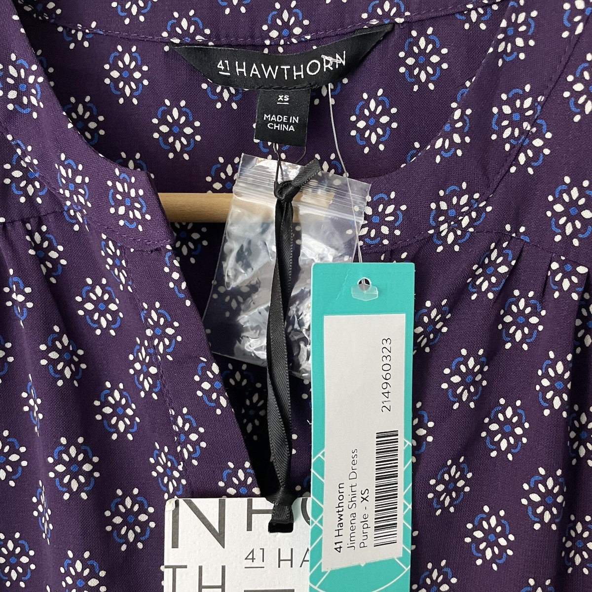 41 hawthorn jimena shirt dress NWT 41 Hawthorn Stitch Fix Jimena Shirt Dress Purple 3/4 Sleeve Size XS
