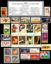 1974 Complete Year Set of Mint Vintage Commemorative U.S. Postage Stamps MNH