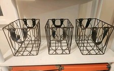 Set of 3 Large Rectangle Wire Orb Storage Baskets With Leather Handles Kitchen