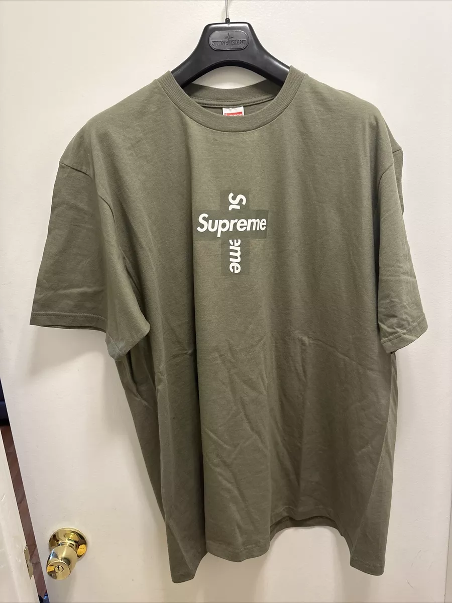 supreme cross logo tee light olive XL