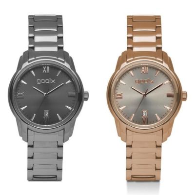 GOOIX Only Time Woman Watch PVD Steel Case and Strap with Calendar