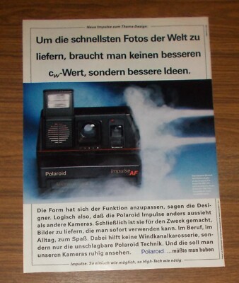 Rare Advertising Vintage POLAROID IMPULSE AF World's Fastest Photos 1989