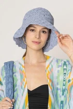 DIONA J STRAW BUCKET HAT ONE SIZE COLOR BLUE