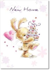 Doodlecards New Home Card Cute Rabbit with Cake
