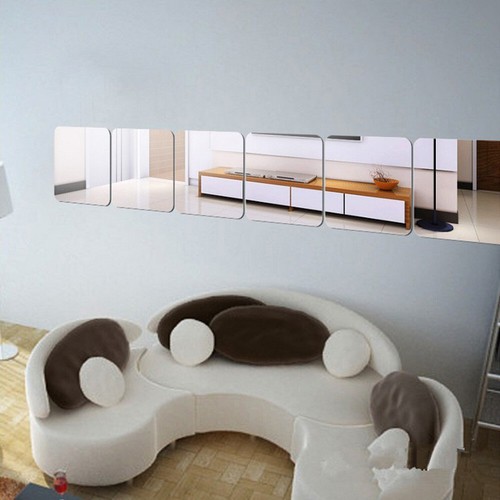 4/8/12Pcs Acrylic Mirror Tile Wall Stickers Self Adhesive Square Decals