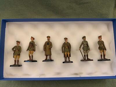 ROSE MINIATURES, Britische Offiziere 1914, echte 54mm Zinn, Set 6 Mann, TOP!