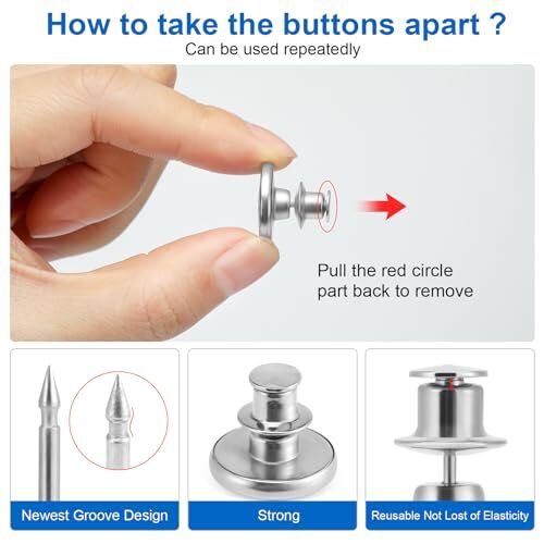12 Set Buttons Pin for Loose Jeans, Jeans Button Adjuster for Silver Letters - Bild 7 von 7