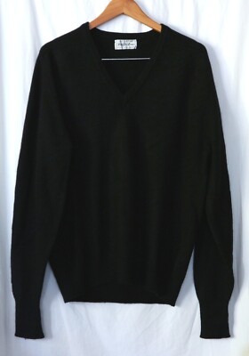 SAKS FIFTH AVENUE Mens Black VNck Cashmere Swtr 46 In Chst 28 In Lng Sz 44 EXC