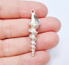 Spiky Shell Charms, Silver Sea Charms, Nautical Pendant, Earring 43x11mm G37185