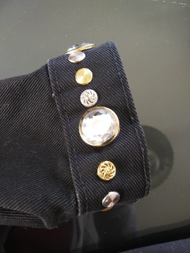 Chaqueta de mezclilla negra con cuentas deslumbrantes Gazoz grande EE. UU. retro moda - Imagen 5 de 12