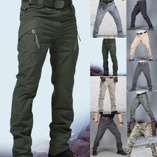 Mens Waterproof Tactical Work Trousers Cargo Pants Combat Fishing Hiking Outdo /