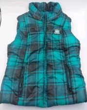 Girls Aeropostal 87 Quilted Puffer Vest Green Black Argyle Size Medium