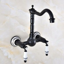 Black oil Antique Brass Wall Mount Kitchen Faucet Bathroom Sink Mixer Tap 2nf863