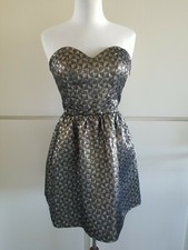 Windsor Black And Gold Lamé Party Dress. Sweetheart Neck,Juniors Size Medium,EUC