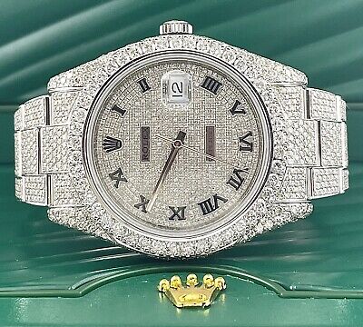 Rolex Men's Datejust II Oyster 41mm Iced Out 20ct Genuine Diamonds  Ref:116300