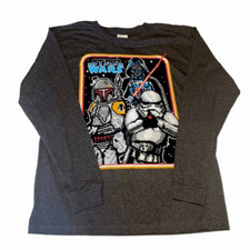 Star Wars Tee Boy  s Medium Long Sleeve Darth Vader Storm Trooper Gray T-Shirt