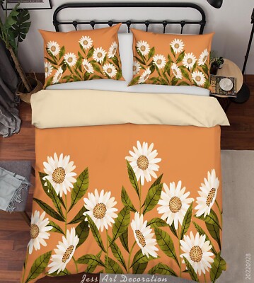 3D Flower Flora Watercolor Quilt Cover Set Bedding Sets Pillowcases Queen 24