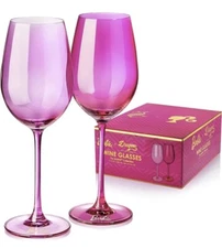Dragon Glassware x Barbie Wine Glasses, Pink and Magenta Crystal Glass Barbie