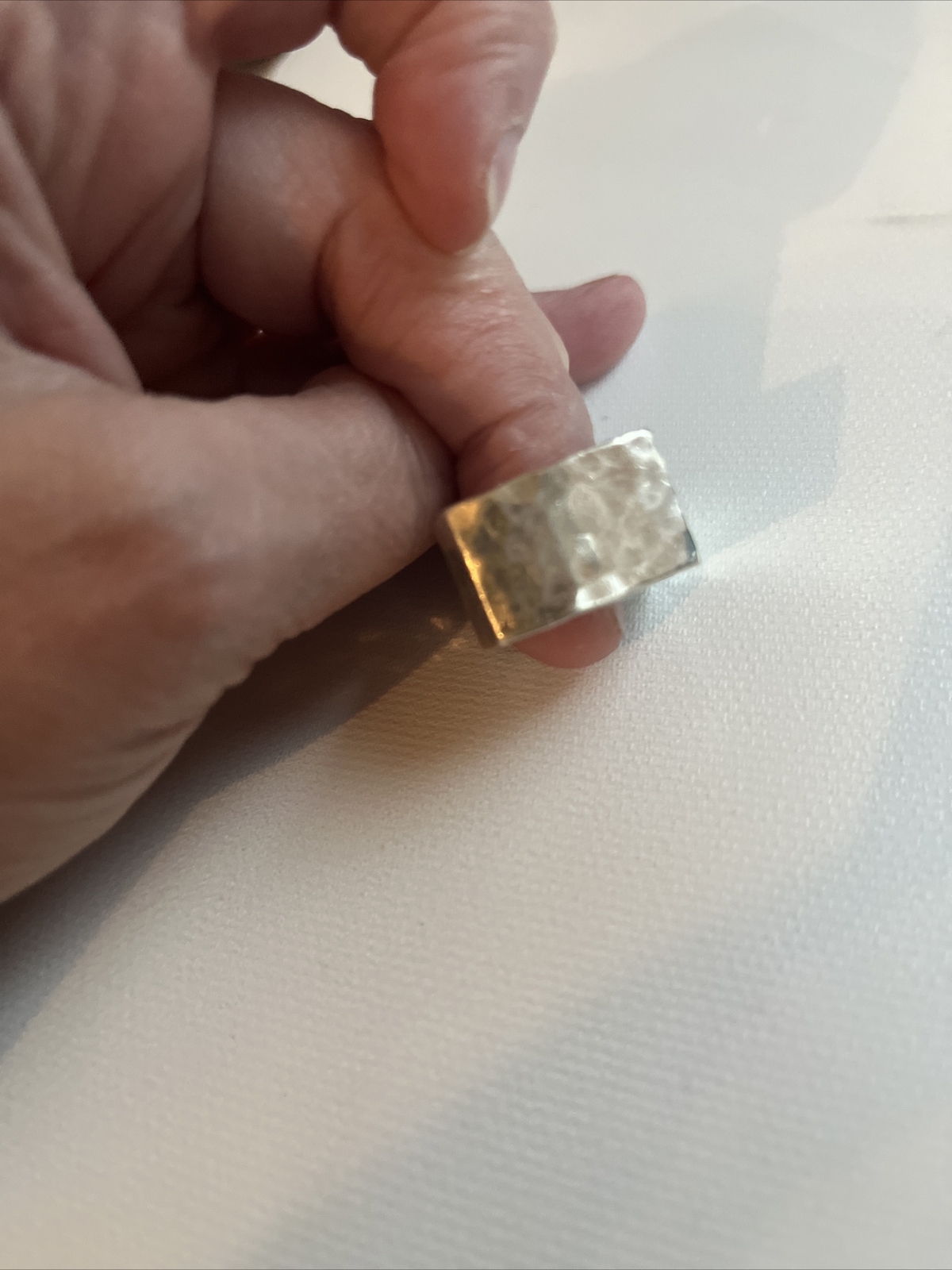 Sterling Silver Hammered Square Ring Size 6.5 - H… - image 6