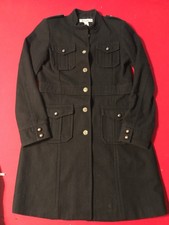 Forever Black Button Up Long Coat Jacket Sz L It’s More Like Size M
