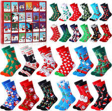 24 Pairs Christmas Sock Advent Calendar 2024 Unisex Socks 24 Days Countdown Gift